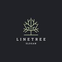 Line tree logo icon flat design template vector