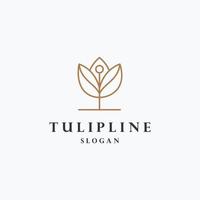 Tulip simple line art logo template vector illustration design