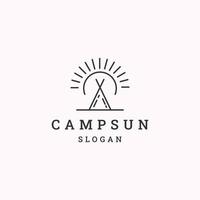 Camp sun logo icon design template vector illustration