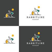 Rabbit logo icon flat design template vector