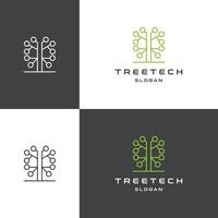 Ilustración de vector de plantilla de diseño de icono de logotipo de tecnología de árbol