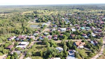 Aerail view of drone city town. photo