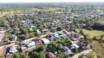 Aerail view of drone city town. photo