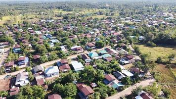 Aerail view of drone city town. photo