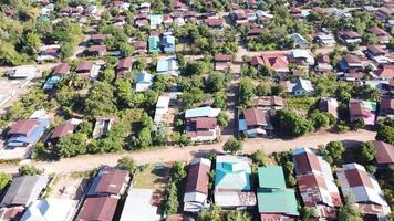 Aerail view of drone city town. photo