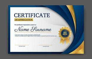 Appreciation Certificate Blue Modern Template vector