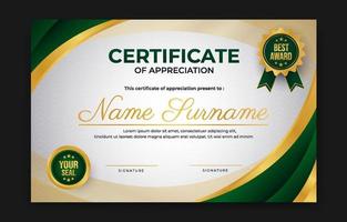 Appreciation Certificate Green Modern Template vector