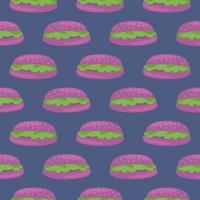 hamburguesa violeta, patrón sin costuras sobre fondo morado oscuro. vector