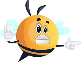 Bee showing direction, illustration, vector on white background.