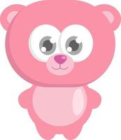 Pink bear toy , illustration, vector on white background