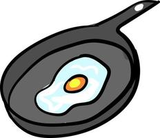 Egg in a pan, illustration, vector on white background.