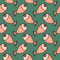 Small fish , seamless pattern on a green background. vector