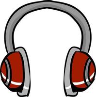 Red headphones, illustration, vector on white background.