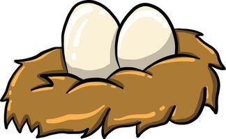 Eggs in nest, illustration, vector on white background