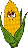 Angry corn, illustration, vector on a white background.