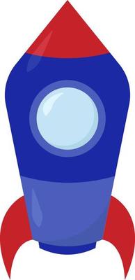 Blue space rocket, illustration, vector on white background