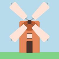 Windmill, illustration, vector on white background.