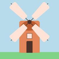 Windmill, illustration, vector on white background.