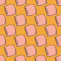 Flat pillow ,seamless pattern on orange background. vector