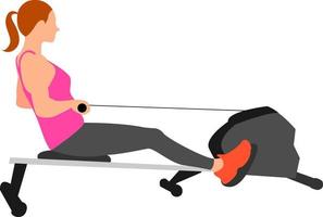 Rowing machine, illustration, vector on white background.