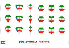 Collection of the Equatorial Guinea flag in different shapes and with three different effects. vector