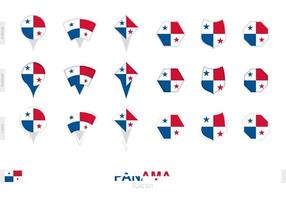 Collection of the Panama flag in different shapes and with three different effects. vector