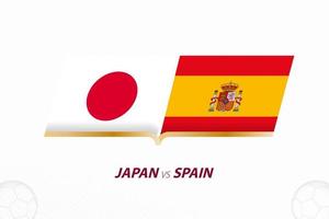 Japan vs Spain in Football Competition, Group A. Versus icon on Football background. vector