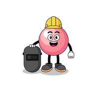 Mascot of gum ball as a welder vector