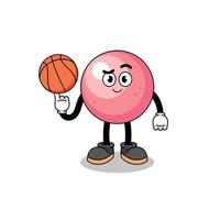 ilustración de bola de goma como jugador de baloncesto vector