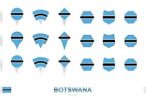 Collection of the Botswana flag in different shapes and with three different effects. vector