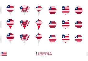 Collection of the Liberia flag in different shapes and with three different effects. vector