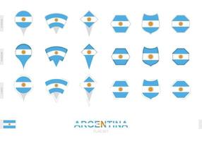 colección de la bandera argentina en diferentes formas y con tres efectos diferentes. vector