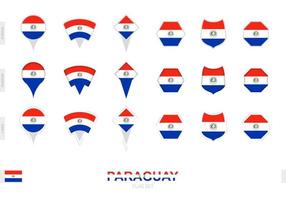 Collection of the Paraguay flag in different shapes and with three different effects. vector