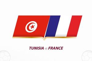 Tunisia vs France in Football Competition, Group A. Versus icon on Football background. vector