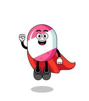 candy cartoon with flying superhero vector