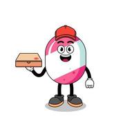 candy illustration as a pizza deliveryman vector