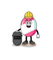 Mascot of candy as a welder vector