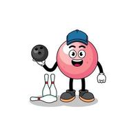 Mascot of gum ball as a bowling player vector