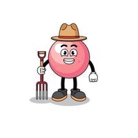 Cartoon mascot of gum ball farmer vector