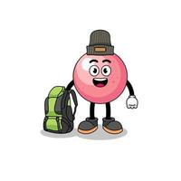 Illustration of gum ball mascot as a hiker vector