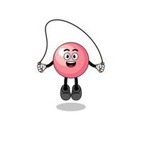 gum ball mascot cartoon is playing skipping rope vector