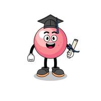 gum ball mascot with graduation pose vector