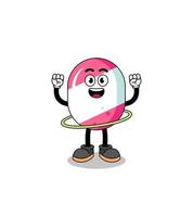 Character Illustration of candy playing hula hoop vector