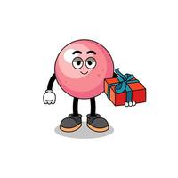 gum ball mascot illustration giving a gift vector