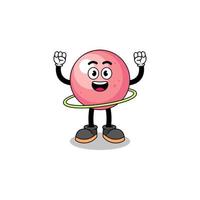 ilustración de personaje de bola de goma jugando hula hoop vector