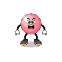 gum ball cartoon illustration with angry expression vector