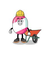 candy cartoon as a contractor vector