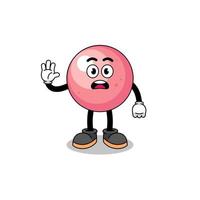 gum ball cartoon illustration doing stop hand vector