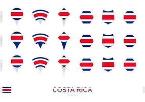 Collection of the Costa Rica flag in different shapes and with three different effects. vector