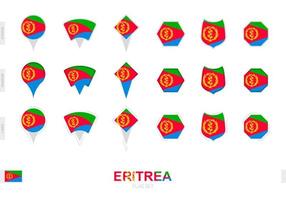 Collection of the Eritrea flag in different shapes and with three different effects. vector